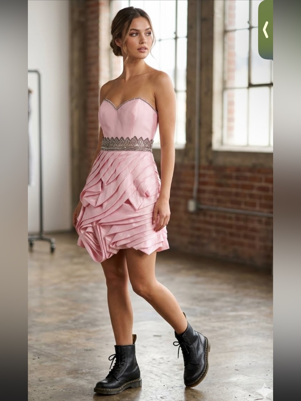 TERANI COUTURE STRAPLESS PINK EMBELLISHED LAYERED MINI DRESS homecoming prom